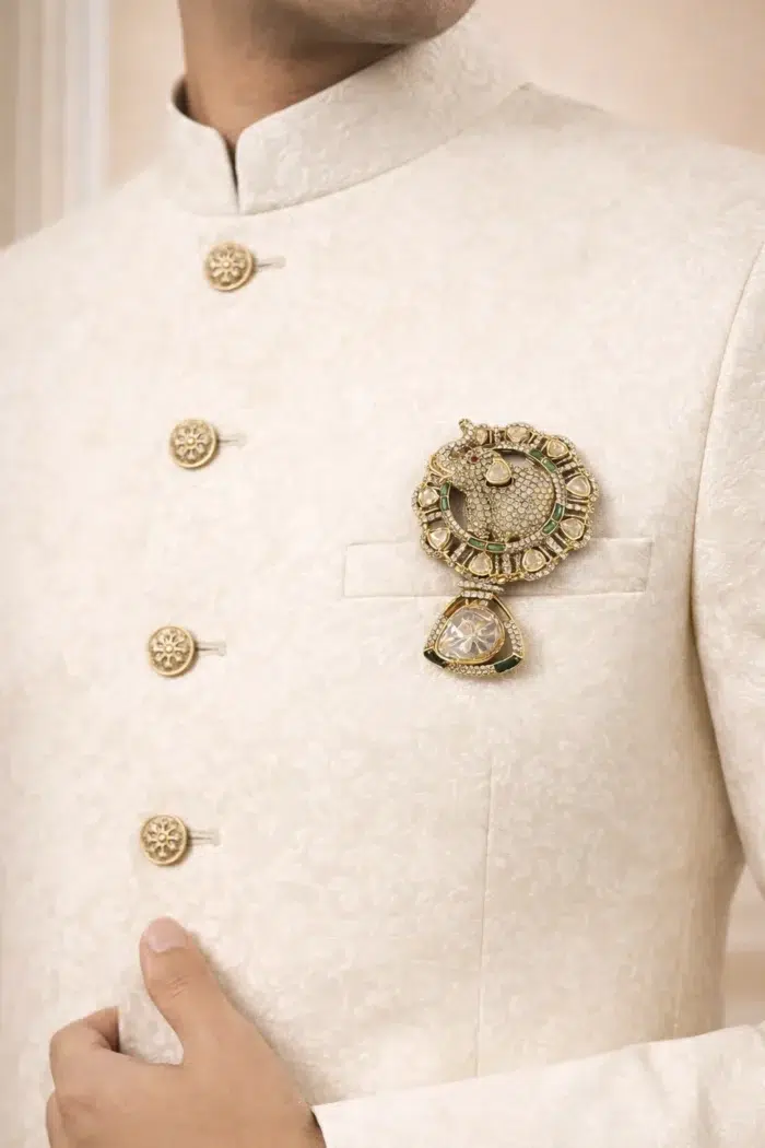 Gajraj Royale – Polki Elephant Brooch - Image 4