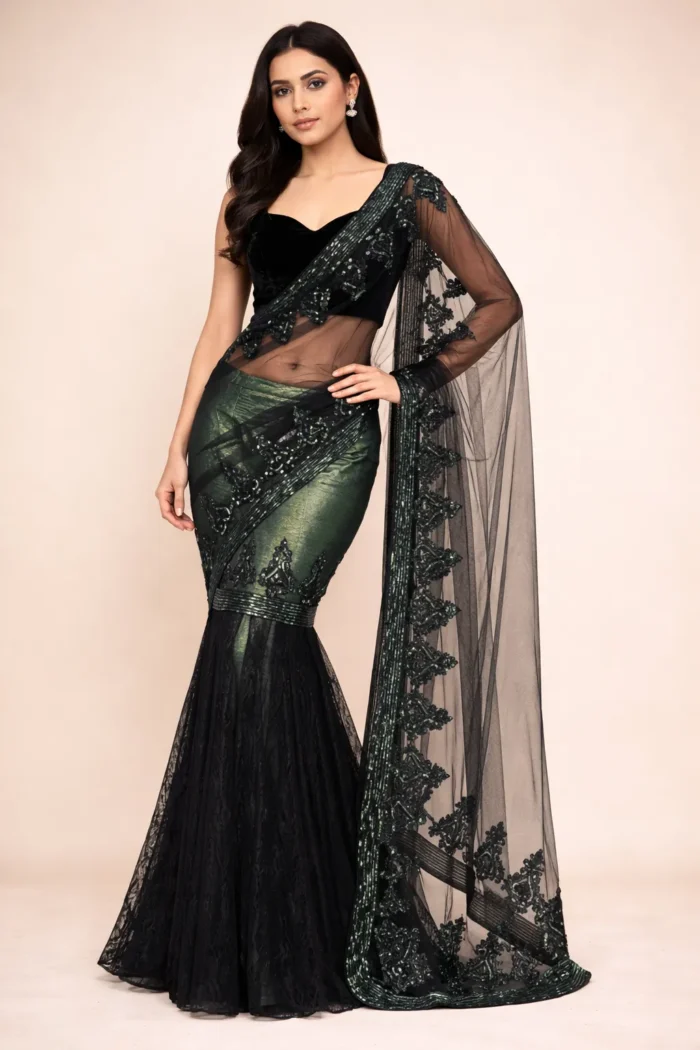 The Forest Glow Pre-Stitched Saree - Image 1