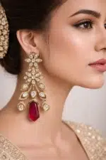 Noor-e-Gul Polki Chandelier Earrings - Image 2