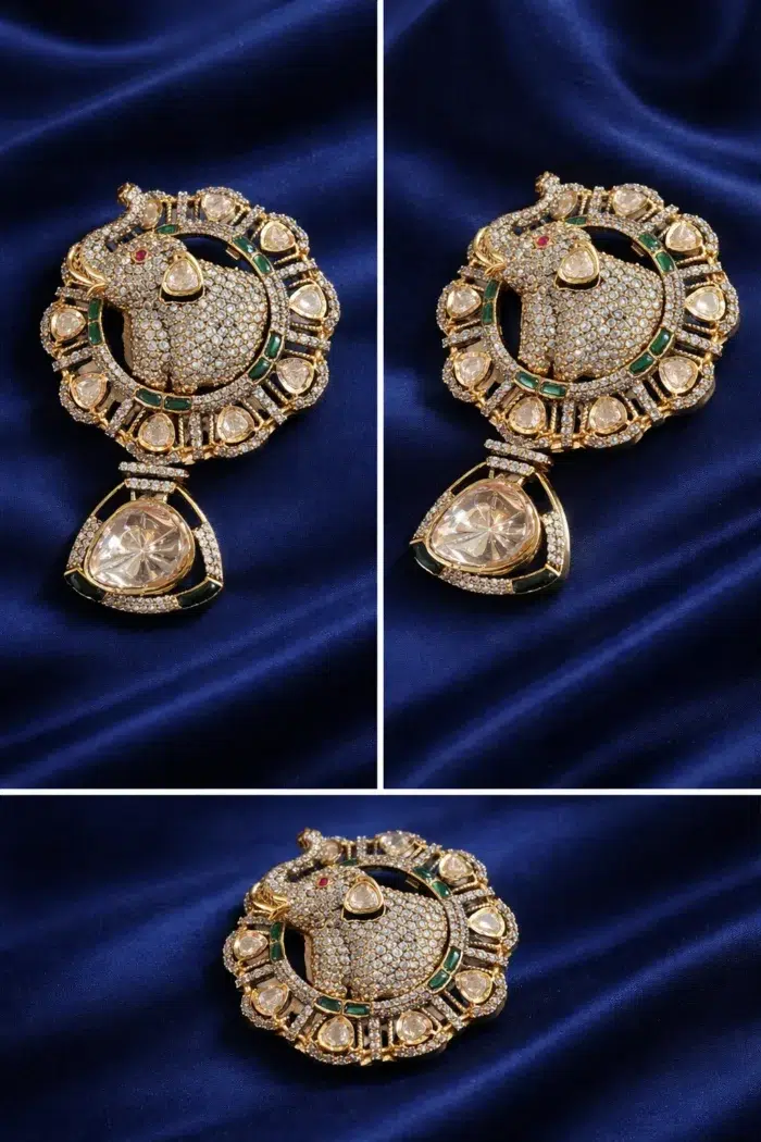 Gajraj Royale – Polki Elephant Brooch - Image 5