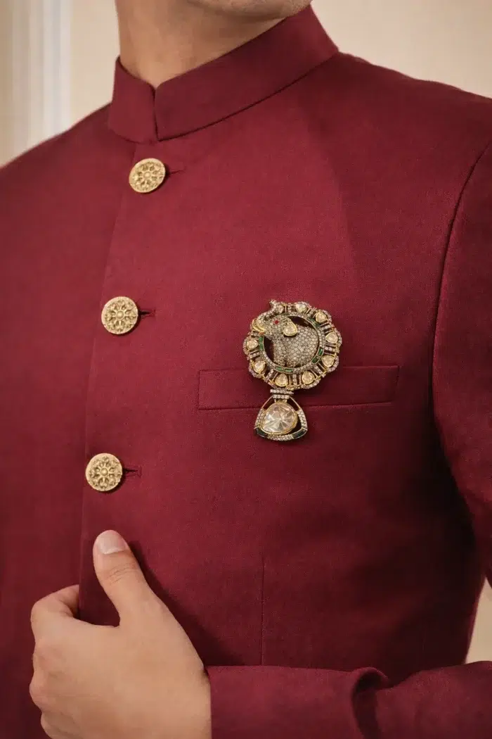 Gajraj Royale – Polki Elephant Brooch - Image 2